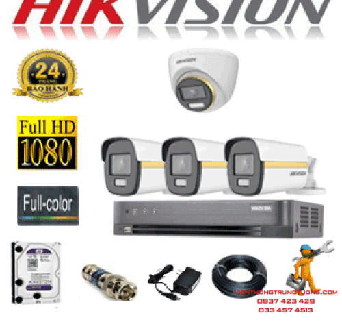 BỘ 4 CAMERA HIKVISION FULL COLOR 2.0 MP